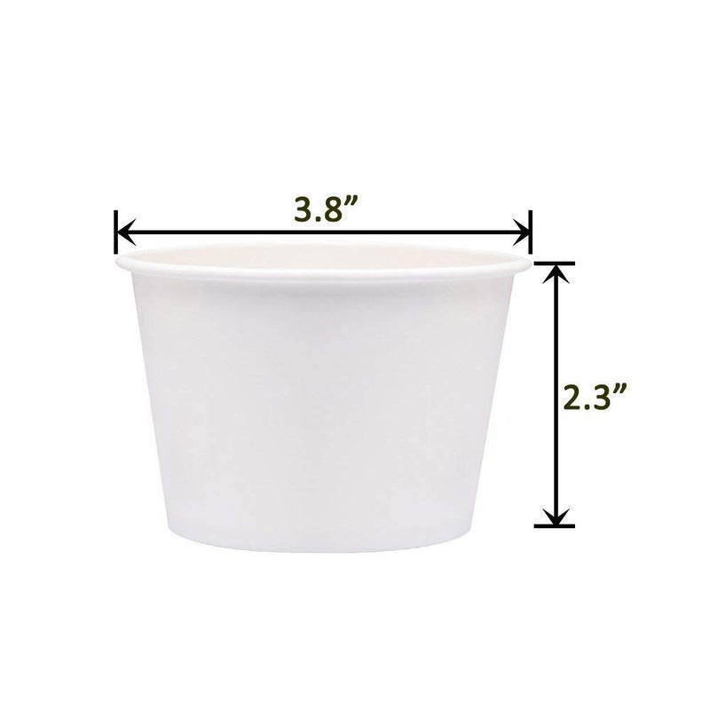 Belinlen Paper Ice Cream Cups, Paper Hot/Cold Soup Cups - 100 Count (White) (8 oz) - Image 3